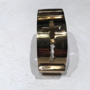 Gold cross Rustic Cuff bracelet